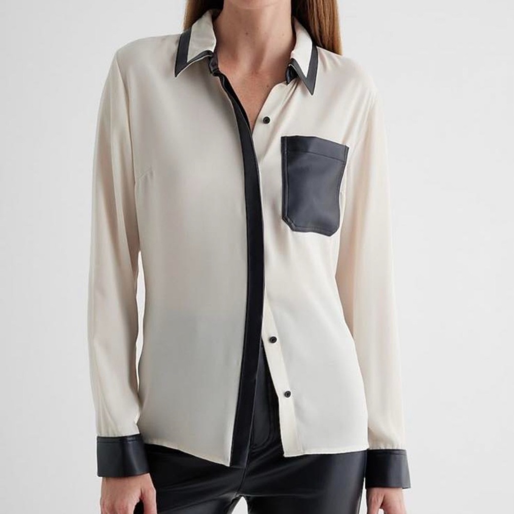 Express Black and White Blouse